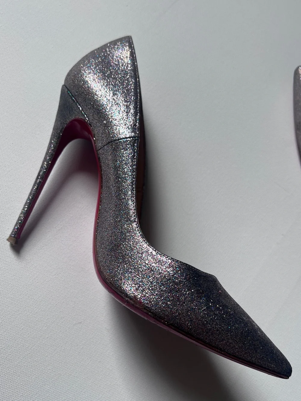 Christian Louboutin So Kate 120 Silver Glitter Pumps size 38
